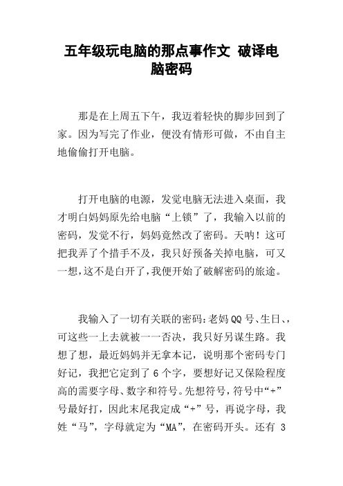 五年级玩电脑的那点事作文破译电脑密码