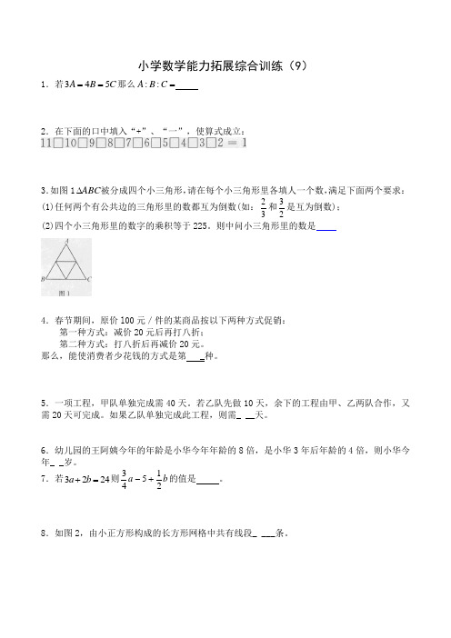 小学六年级数学能力拓展综合训练(9)