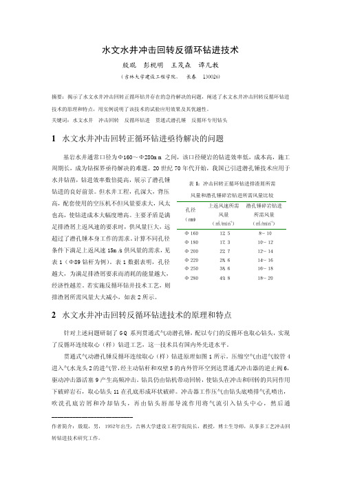 水文水井冲击回转反循环钻进技术