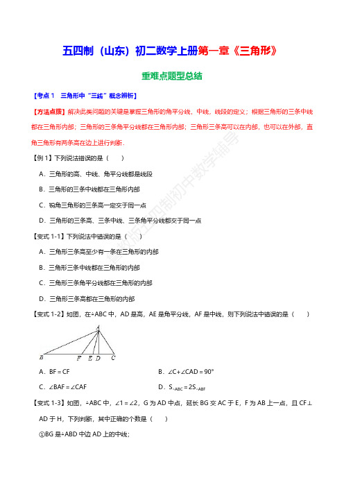 五四制(山东)初二数学上册第一章《三角形》重难点题型总结(1)