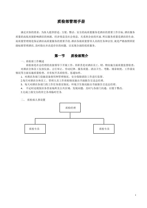 酒店质检岗位职责和管理制度手册