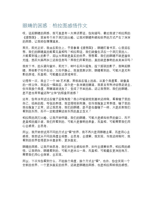 眼睛的困惑柏拉图感悟作文