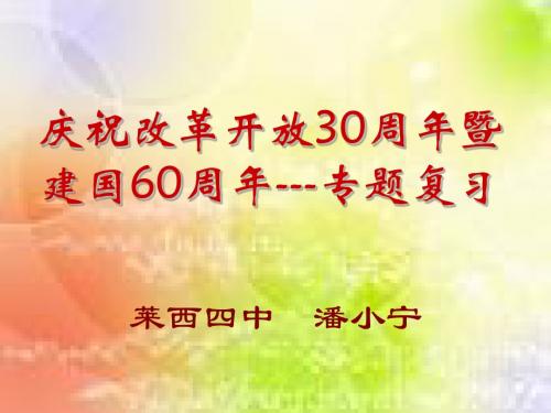 庆祝改革开放30周年暨建国60周年---专题复习