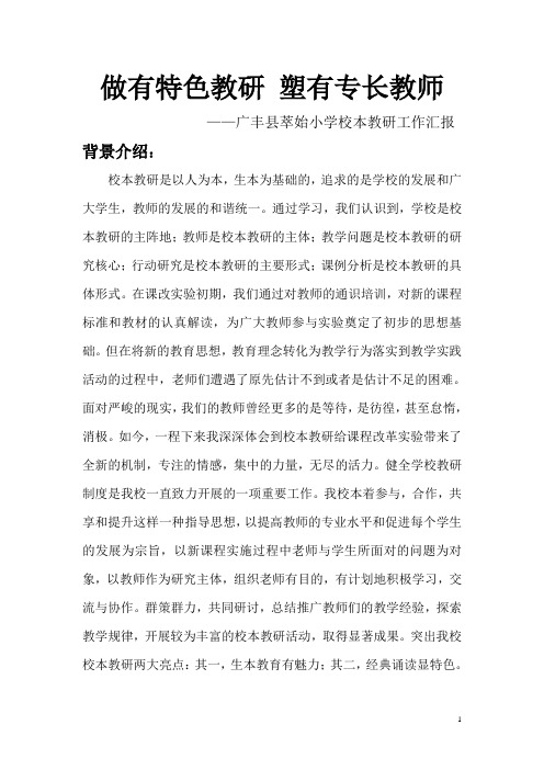 2009广丰县萃始小学校本教研工作汇报