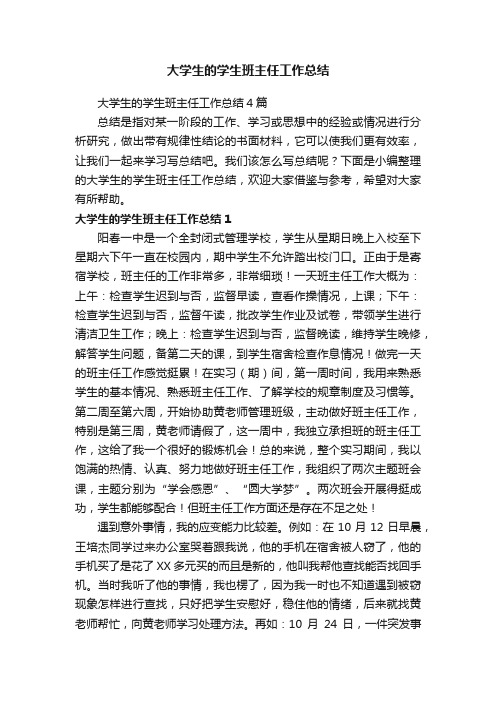 大学生的学生班主任工作总结