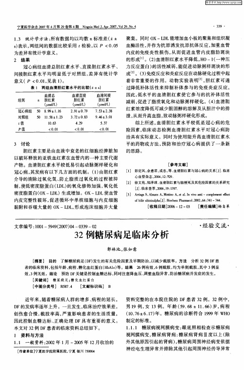 32例糖尿病足临床分析