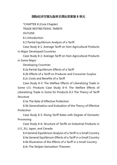 国际经济学第九版英文课后答案第8单元
