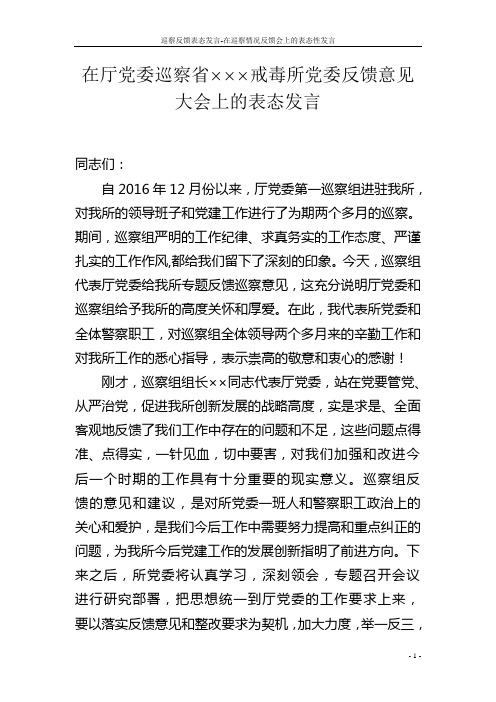 巡察反馈表态发言-在巡察情况反馈会上的表态性发言