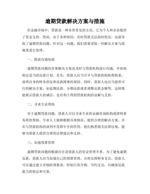 逾期贷款解决方案与措施