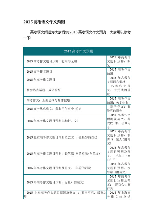 2015高考语文作文预测