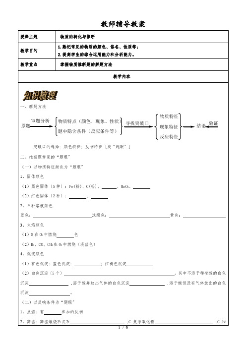 中考化学一轮复习讲义：19.物质的推断(知识讲解、梳理+中考题型集锦+家庭作业)