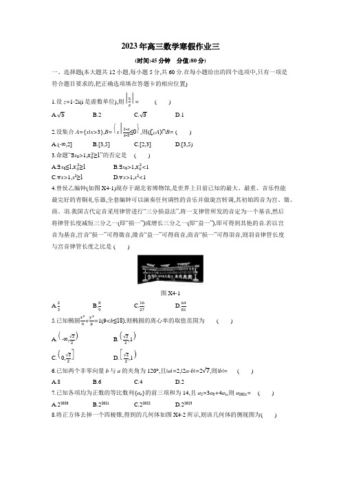 2023年高三数学寒假作业03(Word含答案解析)