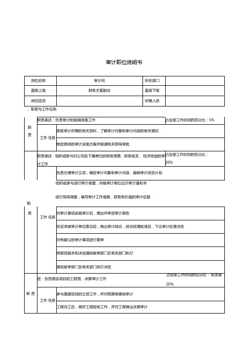 某公司审计职位说明书