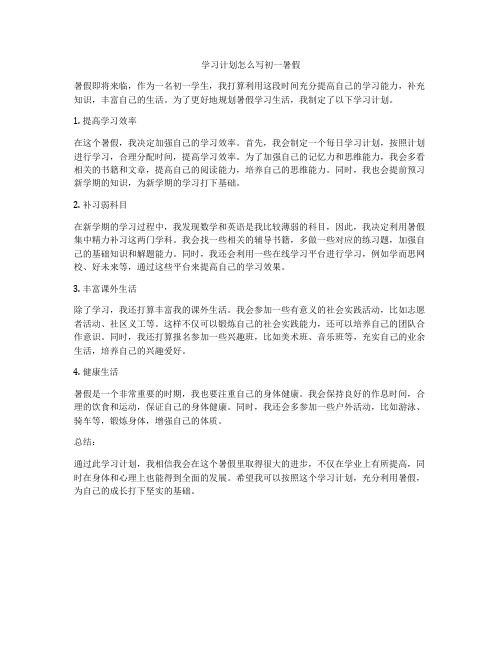 学习计划怎么写初一暑假