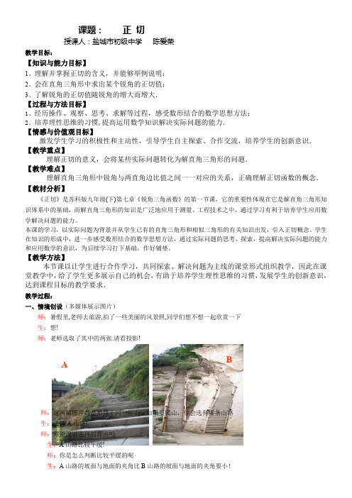 江苏科学技术出版社初中数学九年级下册   正切【区一等奖】