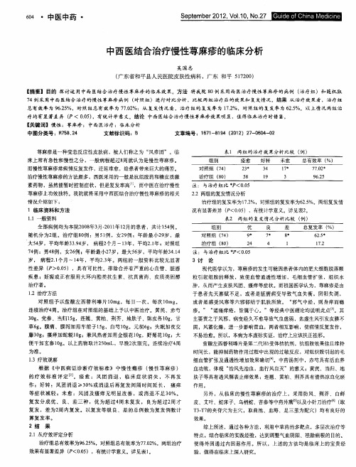 中西医结合治疗慢性荨麻疹的临床分析