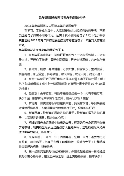 2023年兔年即将过去迎接龙年的简短句子