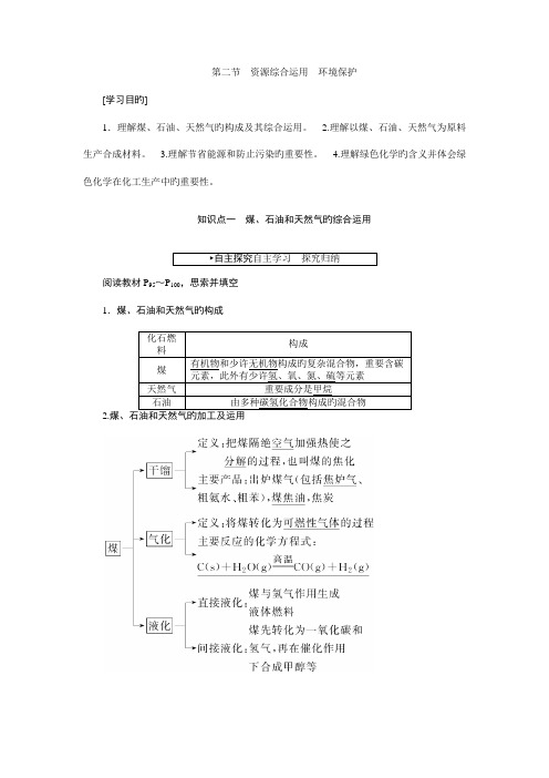 优化方案高中化学人教版必修二配套文档第二节资源综合利用环境保护Word版含答案