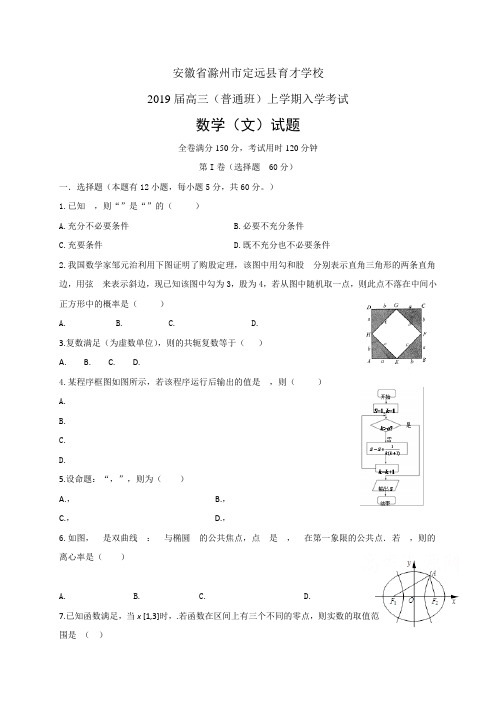 安徽省滁州市定远县育才学校高三(普通班)上学期入学考