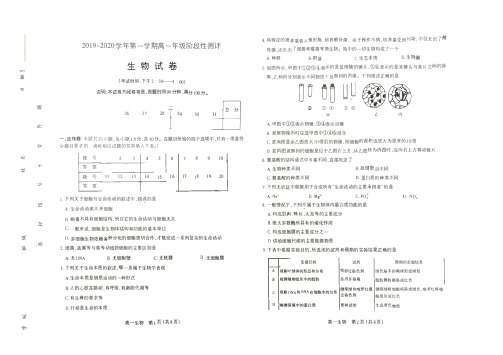 山西省太原市第五十三中学2019-2020学年高一上学期第一阶段性测评生物试题 PDF版含答案