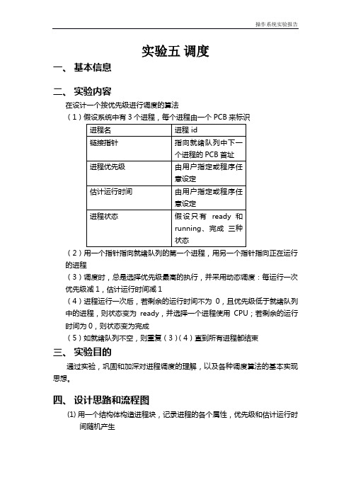 操作系统实验5-调度