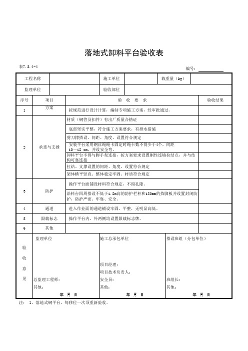 卸料平台验收表