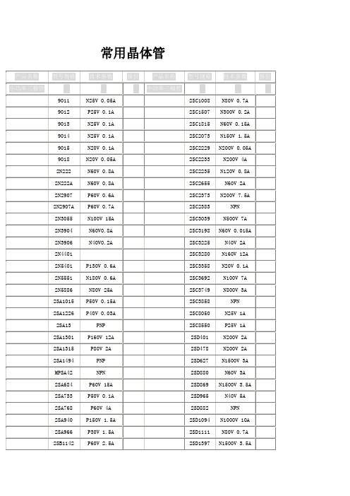 常用晶体管