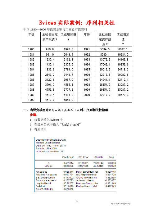 Eviews实际案例：序列相关性