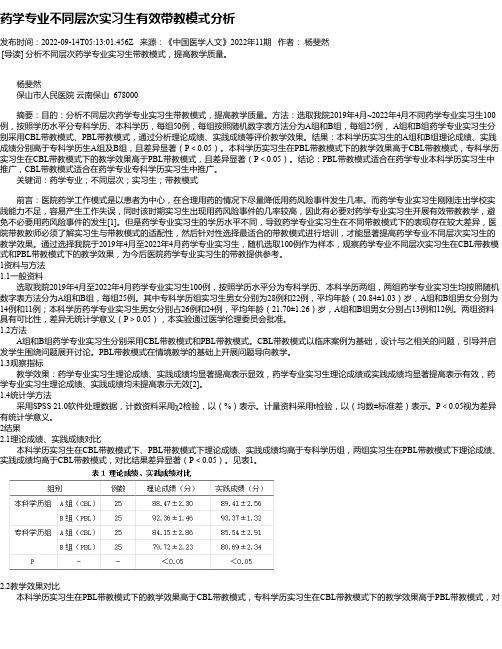 药学专业不同层次实习生有效带教模式分析