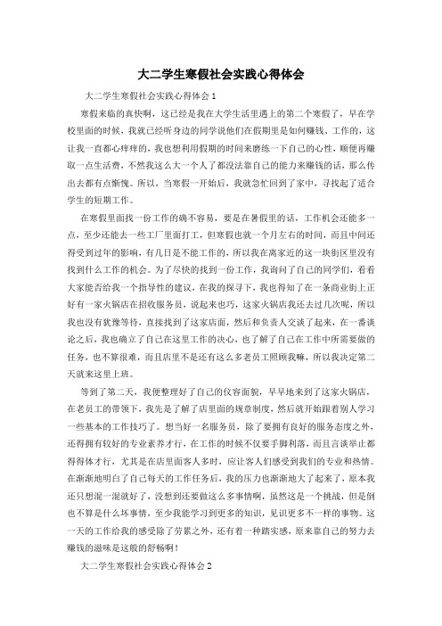 大二学生寒假社会实践心得体会