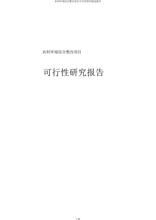 农村环境综合整治项目可行性研究精选报告