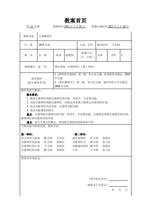 教案首页 - 人体解剖学