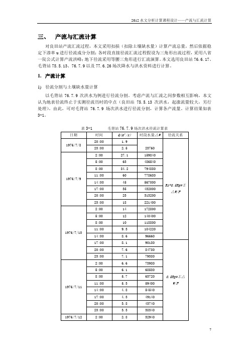 水文分析计算课程设计-3.产汇流计算