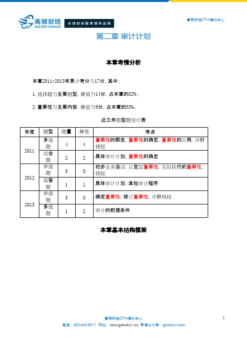 CPA《审计》第二章 审计计划