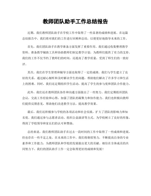 教师团队助手工作总结报告