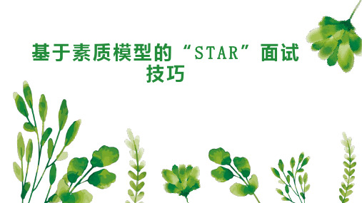 基于素质模型的“STAR”面试技巧