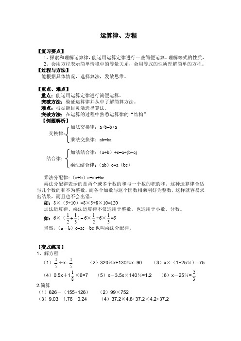 第九讲运算律、方程