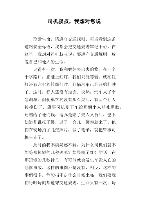 司机叔叔,我想对您说