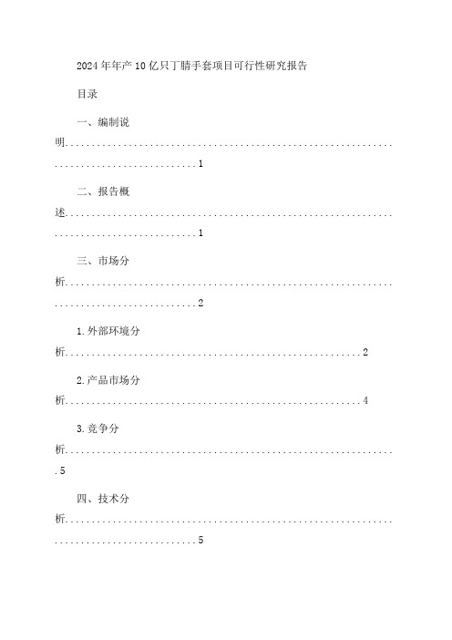 2023年年产10亿只丁腈手套项目可行性研究报告