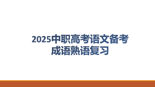 2025中职高考语文备考成语熟语复习