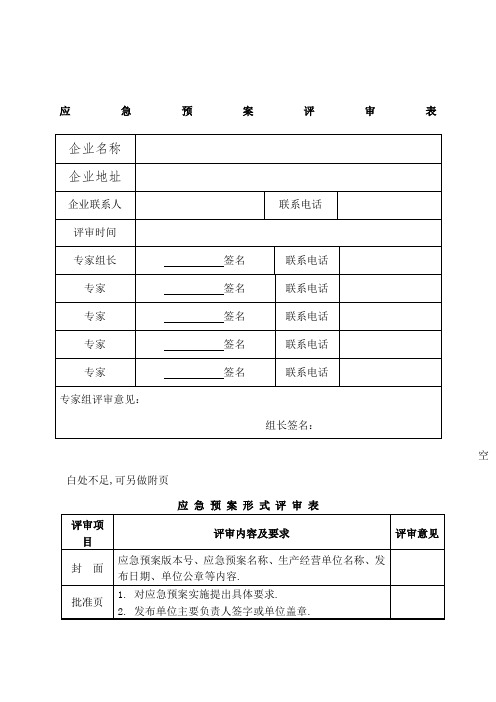 应急预案要素评审表