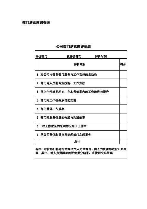 部门满意度调查表(doc格式)