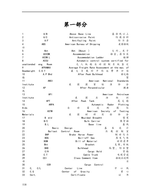 所有船舶常用的英文缩写