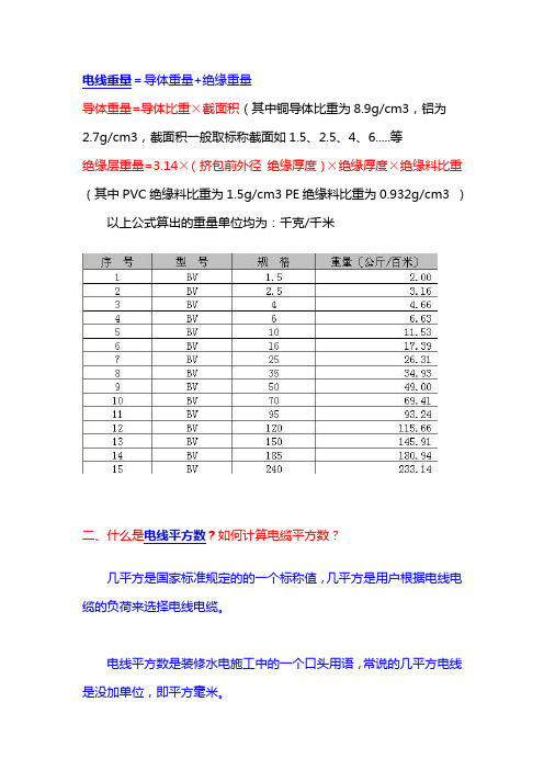 电线重量公式