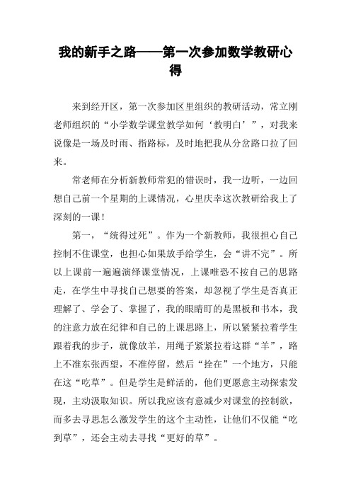 我的新手之路——第一次参加数学教研心得