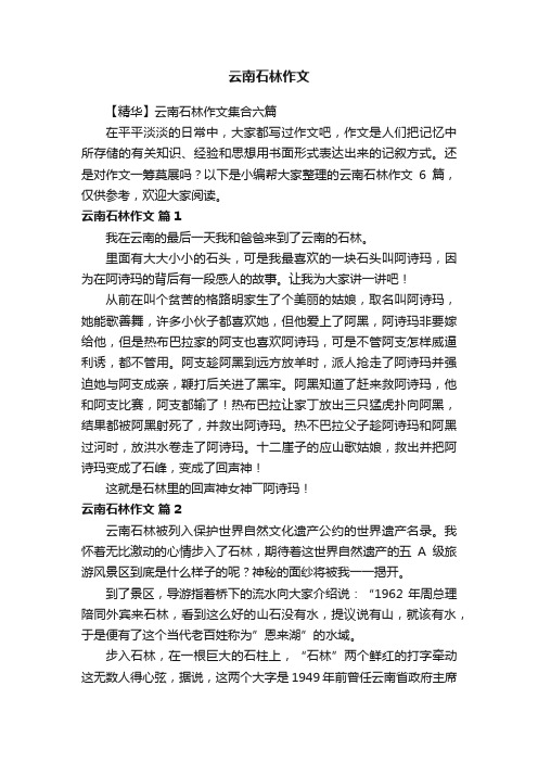 【精华】云南石林作文集合六篇