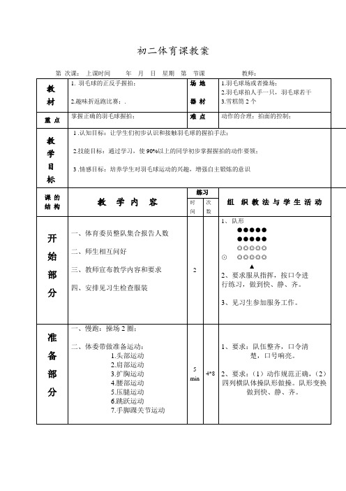 (完整版)羽毛球握拍教案