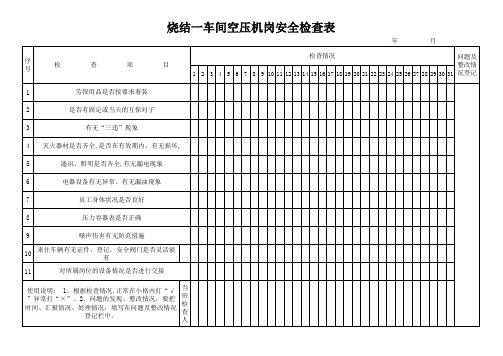 空压机房安全检查表