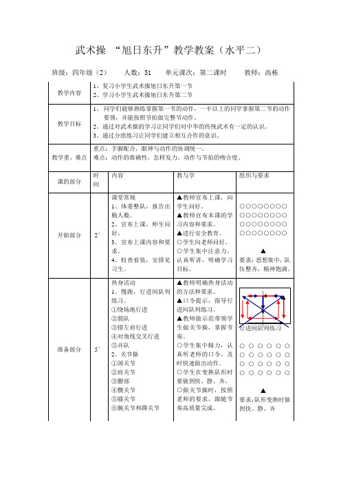 水平二 武术操教学教案