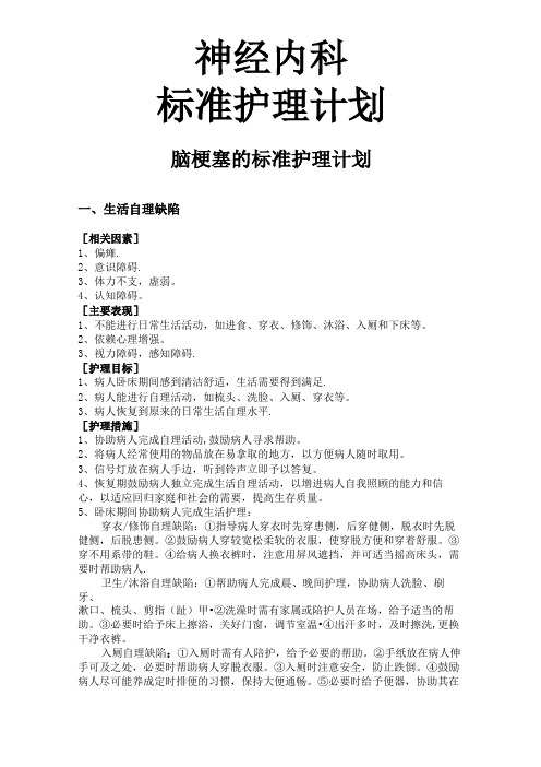 神经内科标准护理计划